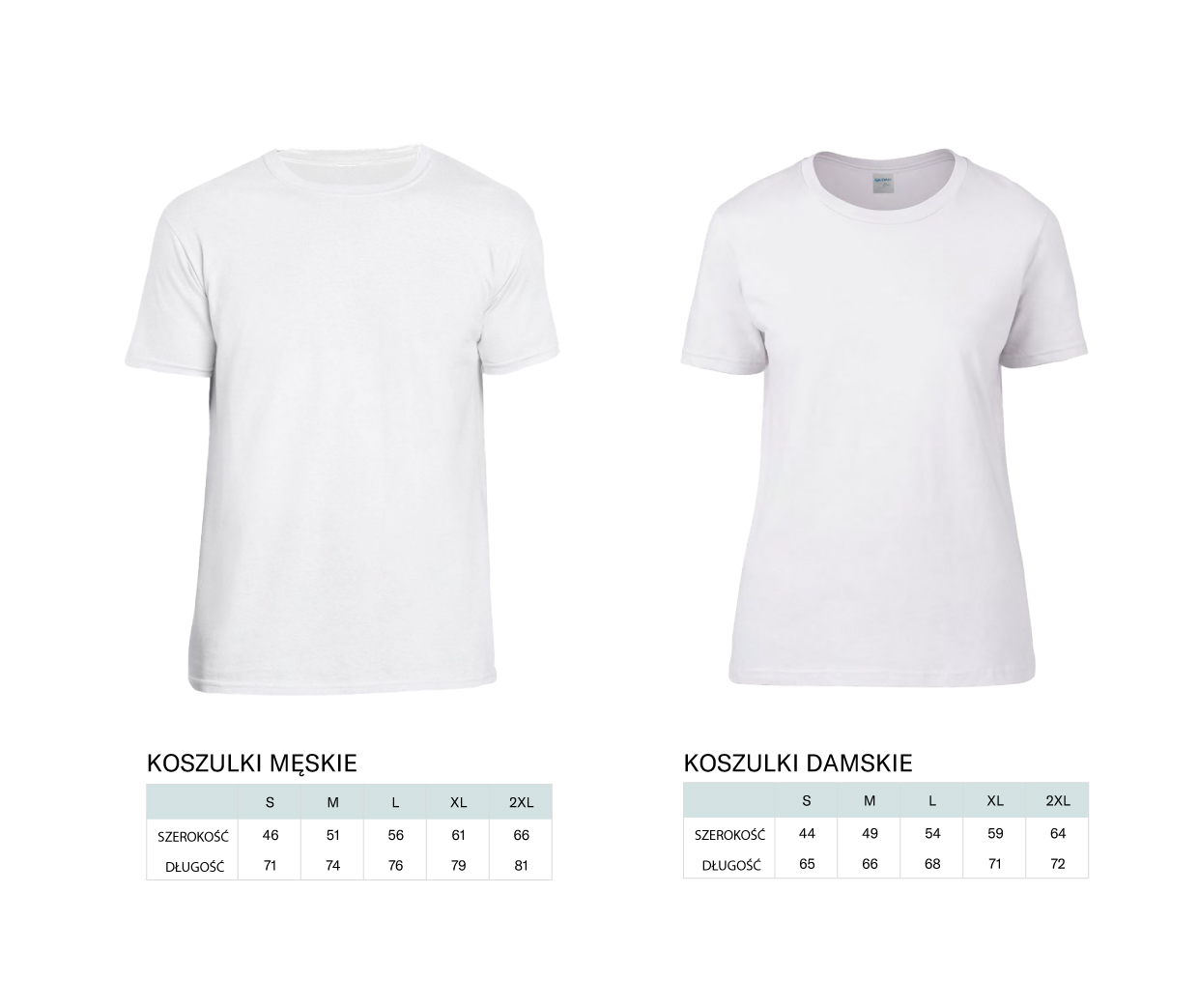 Koszulki z nadrukiem Classic męskie tabela rozmiarów